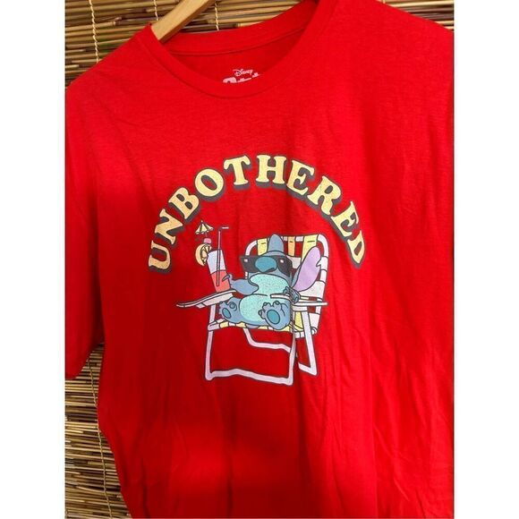 Disney Stitch Unbothered Size Large (L) Red Shirt - Picture 3 of 4